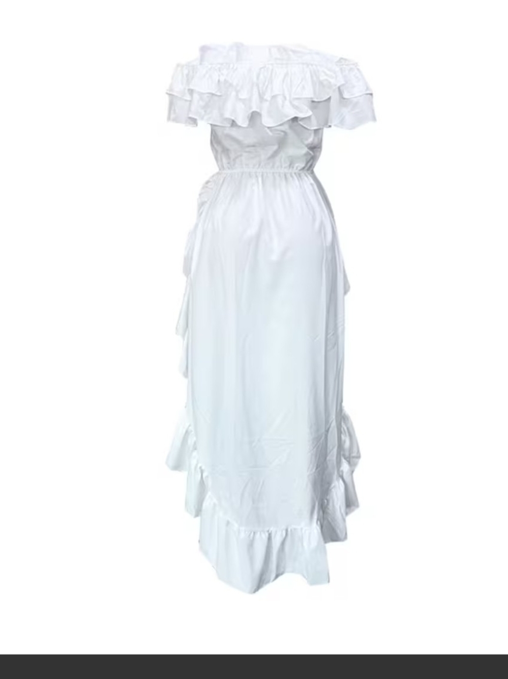 Off-Shoulder Ruffle High-Low Blouse in White - Picture 7 of 7